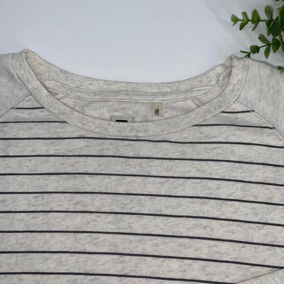 Howe No 65 Striped Crew Sweatshirt Cotton Side Zip‎ Cream Grey M Unisex - Picture 3 of 16